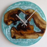 Elegante Reloj de Pared de Madera y Resina Epoxi Hecho a Mano, Regalo Decorativo para el Hogar, Reloj Decorativo de Lujo para Sala de Estar, Funciona con Batería
