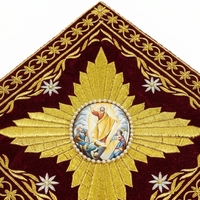 Bannière suspendue en velours brodée avec croix religieuse, décorée de pompons, pour usage en église et lors de festivals