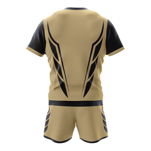 ชุดเสื้อกีฬาสีเหลืองดำ ชุดรักบี้แขนสั้น ชุดทีมฟุตบอลแบบกำหนดเอง ชุดฝึกซ้อมฟุตบอล - Product Image 4