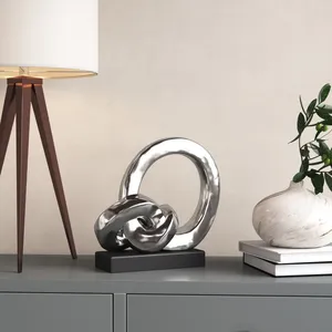 Contemporary Silver Plated Stainless Steel Circular Sculpture Art Decor for Home Decoration - Product Image 3