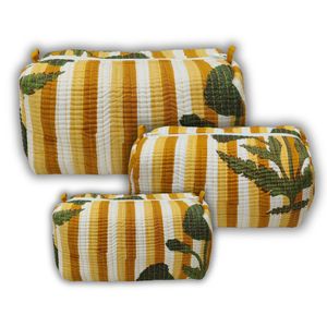 BLOCKPRINT ART Quilted 100% Cotton Foldable Multifunction Eco-Friendly <b>Toiletry</b> & Makeup <b>Storage</b> Bag Set of 3 - Product Image 2