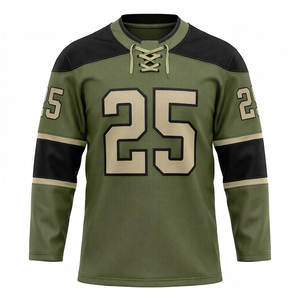 Maillot de hockey sur glace personnalisé pour homme, bleu, vert, blanc, col rond, manches longues, imprimé par sublimation, évacuation de l'humidité, maillot de capitaine en maille C - Product Image 2