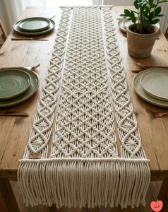 Most Selling Handmade Macrame Table Runner for Wholesale Home Decor Dining Table Decoration and Event Styling Available For Sale - Product Image 5