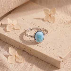 Vente en gros de bagues fines en argent sterling 925, pierres précieuses Larimar originales, moissanite, bijoux de mariage religieux pour femmes, prix d'usine - Product Image 4
