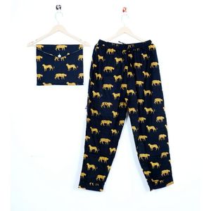 Pyjama de nuit pour femme, ensemble de pyjama de demoiselle d'honneur, chemise longue à col en V imprimée d'animaux, pyjama doux et confortable - Product Image 2