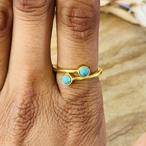 Trendy New Arrival Turquoise <b>Ring</b> Boho Brass <b>Rings</b> For Women 18k Gold Plated <b>Dainty</b> Gemstone Geometric <b>Ring</b> For Wholesale/OEM - Product Image 3
