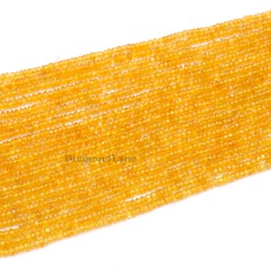 Perles Rondelles de Saphir Jaune Naturel Premium Facettées AAA 3mm 16 Pouces Fil de Pierres Précieuses de Songea Vente en Gros pour la Fabrication de Bijoux - Product Image 1