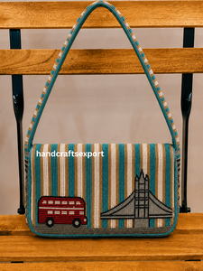Sac à bandoulière perlé fait main de qualité supérieure, style Jardin Méditerranéen – Collection Resort |   Sac à main brodé |   Conception de logo personnalisé | - Product Image 5