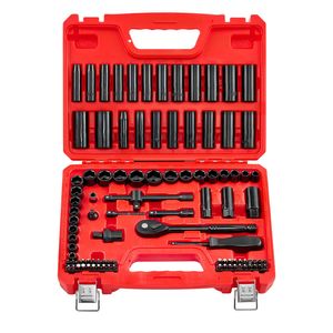 Set di 96 Chiavi a Bussola da 3/8 Pollici, 6 Punte, Profonde e Poco Profonde, SAE e Metriche (da 8 a 22), per Riparazioni - Product Image 1