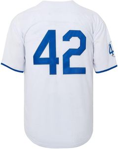 Ensembles de maillots de baseball Brooklyn pour hommes, blancs, col en V, manches courtes, numéro 42, impression par sublimation, polyester respirant, personnalisables - Product Image 3