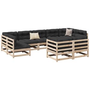 Conjunto de Sofás Modulares para Jardín de 9 Piezas, Madera de Pino Sólido Natural, Colección de Muebles Duraderos y Elegantes - Product Image 1