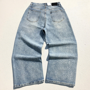 Pantalones anchos de mezclilla de cintura alta para mujer, estilo urbano, versátiles, rectos, de color personalizado, vintage, para chicas. - Product Image 2