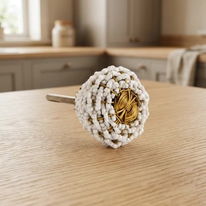 Modern White Beaded <b>Brass</b> Cabinet <b>Knob</b> Round Handle for Living Room Bedroom Drawer Furniture Durable Design - Product Image 3