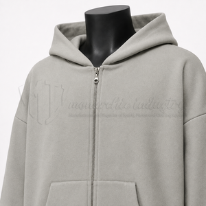 Sweat à capuche zippé personnalisé, style streetwear oversize, en coton épais, fabricant OEM ODM en gros - Product Image 6