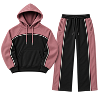 Ensemble de survêtement décontracté Nexfit personnalisé pour homme, avec sweat à capuche et pantalon de jogging, en polaire color block 100 % coton, grandes tailles, vente en gros OEM ODM