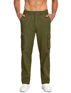 SANGLASPORTS Men's Midweight Casual Woolen <b>Cargo</b> Pants <b>Stretch</b> Fabric 100% Cotton Waterproof Quick Dry Breathable Elastic Waist - Product Image 6
