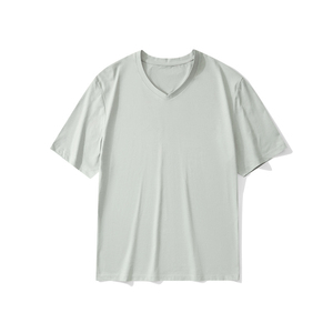 Camiseta de Alta Calidad para Hombre, 180GSM, Transpirable y Refrescante, Cuello en V, Manga Corta, Tallas Grandes, Color Sólido, Corte Holgado, Informal 2025 - Product Image 2