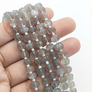 Perles en vrac de quartz naturel en forme de melon, perles de citrouille sculptées en pierre de lune grise de 5 à 7 mm pour la fabrication de bijoux, vente en gros - Product Image 4