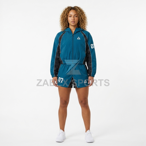 Cropped Hooded Sports <b>Jacket</b> with Shorts <b>Women's</b> Fashion Fitness Wear Two Piece Set Ladies Everyday Comfort Sportswear Set - Product Image 5