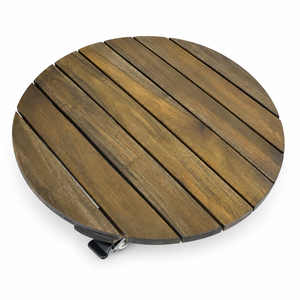 Support de plante rond en bois d'acacia de 40 cm avec 4 roulettes verrouillables à 360 degrés, robuste, capacité de 150 kg, pour intérieur et extérieur - Product Image 1