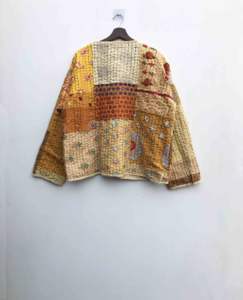 เสื้อแจ็คเก็ตผ้าควิลท์ปักลายคันธาสไตล์โบโฮแบบอินเดียดั้งเดิมหลากสีสันสำหรับผู้หญิง ขายส่ง - Product Image 6