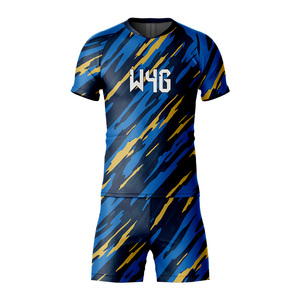 Uniformes de Fútbol Personalizados con Transferencia Térmica para Clubes Masculinos, Ecológicos, 100% Poliéster, Transpirables, Conjunto de Camiseta y Pantalones Cortos - Product Image 1