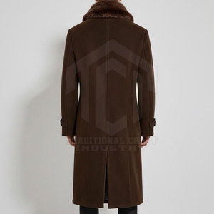 Manteau en laine raffinée pour homme, design classique, tissu respirant et doux, garniture en fourrure, service OEM, vêtements d'extérieur pour l'hiver - Product Image 2