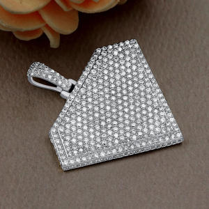 Pendentif Breloque Moissanite Diamant Rond Brillant Sertie de Pierres, Plaqué Rhodium, Argent Sterling 925, Bijoux Hip Hop pour Hommes et Femmes - Product Image 6