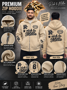 Sudadera con capucha beige de alta calidad para hombre, estilo oversized, streetwear, algodón, felpa francesa, con logo estampado en la parte delantera, estilo otoñal. - Product Image 3