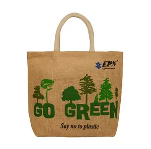 Usine de JUTE indienne Offre Spéciale sac fourre-tout en toile de Jute de bonne qualité avec Logo personnalisé sac de Shopping écologique