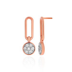 Premium 14K Rose Gold Plated Round Lab Grown <b>Diamond</b> Stud <b>Earrings</b> | Modern Geometric Women's Fashion Jewelry - Product Image 2
