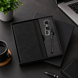 Bolígrafo y llavero de diario de cuero para cuaderno de negocios 3 en 1 personalizable de alta calidad para regalos corporativos de oficina para graduación - Product Image 1