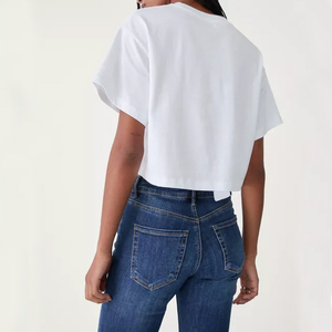 High Quality Women <b>Crop</b> T Shirts 100% Cotton Yoga Wear Slim Fit <b>Crop</b> <b>Top</b> Breathable Short Sleeve <b>Crop</b> <b>Top</b> T Shirts for Women - Product Image 2