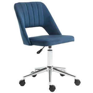 Executive Blue Velvet Fabric Office <b>Chair</b> with Mid-Back <b>Padding</b> High-End Gas Lift and Sturdy Base - Product Image 1