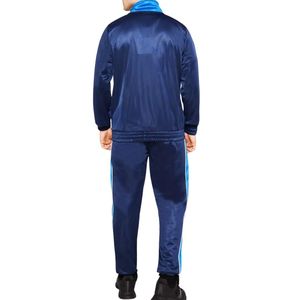 Tracksuit Running Suit 2 Piece Set Navy Blue Polyester Fleece White V Panel Full Zip Jacket And Slim Fit Jogger Trousers For Gym - Product Image 2