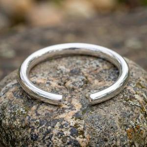 Handmade Heavy <b>Solid</b> Brass <b>Silver</b> Plated Torque Bangle Thick Mens Brass Cuff Chunky Minimalist Bangle High End Artisan Jewelry - Product Image 6