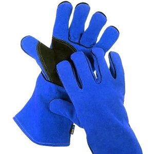 Gants de soudage en cuir de vachette véritable rouge renforcé de haute qualité, gants de travail de sécurité industrielle, gants de soudeur robustes - Product Image 2