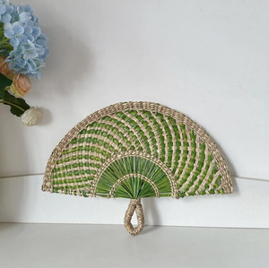 Éventail artisanal vietnamien en jonc de mer, accessoire rafraîchissant tressé naturellement, décoration écologique, cadeau, art populaire rustique, panier de mariage - Product Image 3