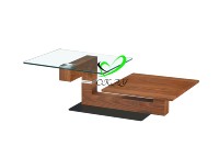 Table basse moderne durable et légère à double plateau, en verre trempé, couleur bois, table d'appoint, meubles de salon