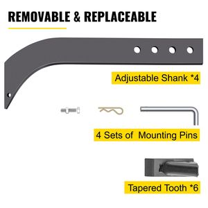 Tige de lame de scarificateur de 18 pouces à 4 trous, tige de scarificateur amovible à dents coniques, tige de scarificateur de 18 pouces à 4 trous, accessoires pour outils de scarification - Product Image 5