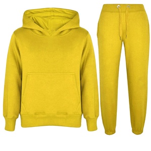 Girls <b>Pink</b> Hooded <b>Sweatshirt</b> And Joggers Set Solid Color Casual Tracksuit Full Sleeve Autumn Wear - Product Image 3
