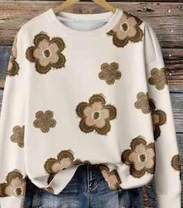 Sudadera de Cuello Redondo con Estampado de Dibujos Animados para Mujer, Estilo Casual de Otoño, Corte Regular, Manga Larga, Tejido de Algodón de 180g, Suave - Product Image 1