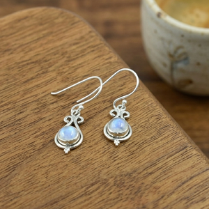 Pendientes de Piedra Lunar Arcoíris Natural, Plata de Ley 925, Chapados en Oro Rosa y Oro Amarillo, Joyería Hecha a Mano para Mujer - Product Image 1