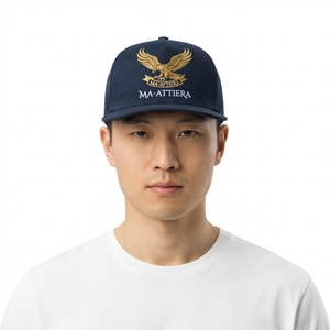 Casquette de baseball pour homme, marine, style trucker, broderie aigle, dos en maille, fermeture snapback, logo personnalisé - Product Image 1