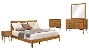 Lit à plateforme moderne en bois MDF massif de style américain Queen King Sizes Vente en gros pour la maison Hôtel Lit double Styles pour chambre à coucher - Product Image 4