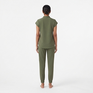 Ensemble de vêtements de travail pour infirmières et personnel médical, avec logo personnalisé, haut médical à col en V et pantalon de jogging pour femmes - Product Image 2