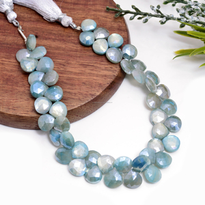 High Quality Natural Blue Moonstone Faceted Heart Shape Semi-Precious <b>Gemstone</b> Strand 8 Inch Crystal Beads Jewelry <b>Bracelet</b> - Product Image 2
