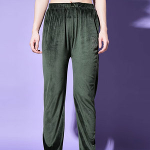 Ensemble de survêtement en velours doux pour femme, manches longues, imprimé uni, deux pièces, hiver, avec doublure polaire - Product Image 6