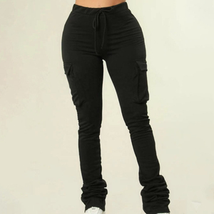 Ensemble pantalon évasé et moulant pour femme, taille mi-haute, deux pièces assorties, style décontracté streetwear, idéal pour l'hiver, les soirées et les voyages - Product Image 1