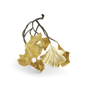 Objetos Decorativos de Ginkgo Dorado con Diseño de Mariposa, Escultura Atractiva con Flores y Hojas, Diseño de Alta Calidad - Product Image 2
